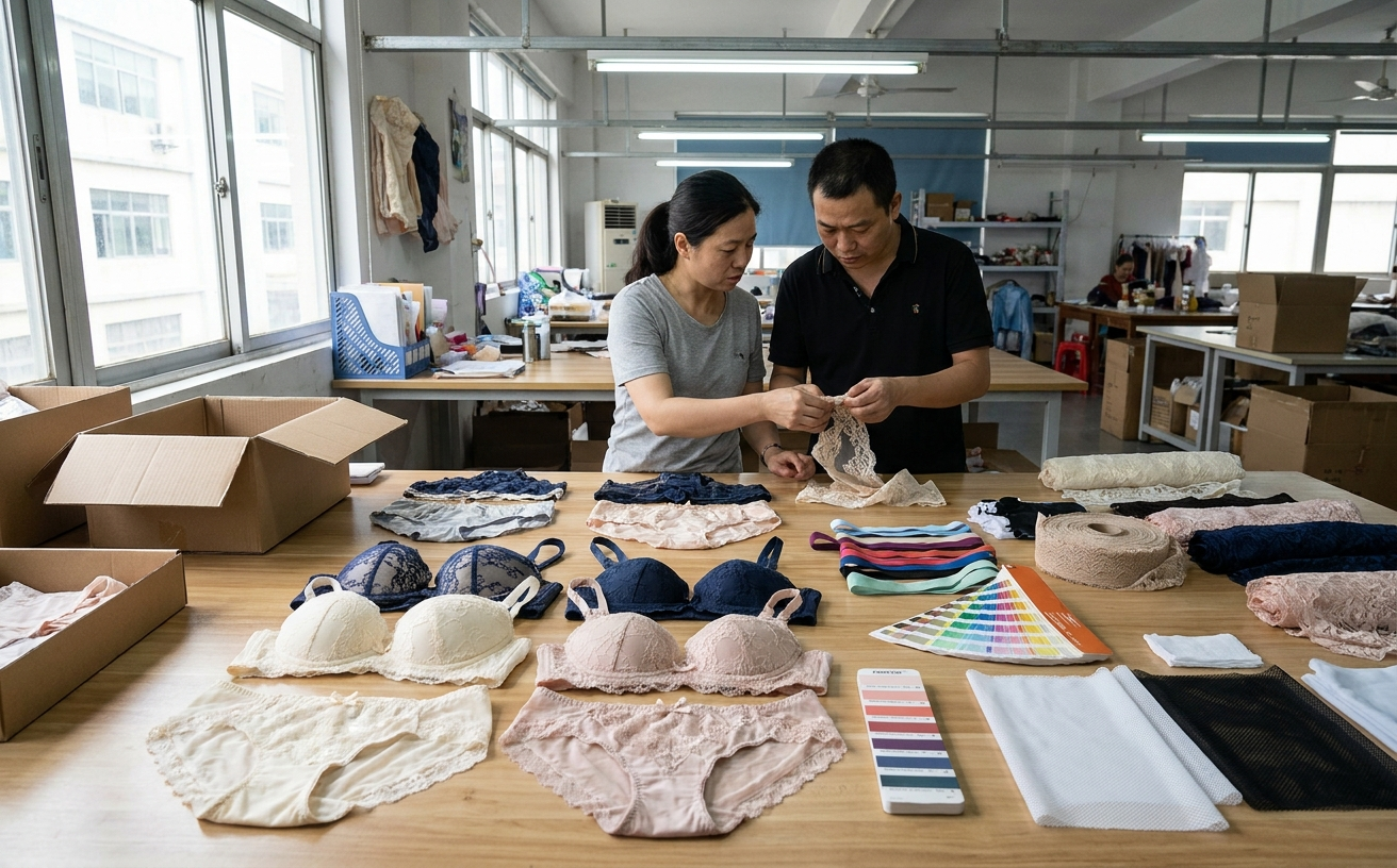Bra and panty set collection manufacturing